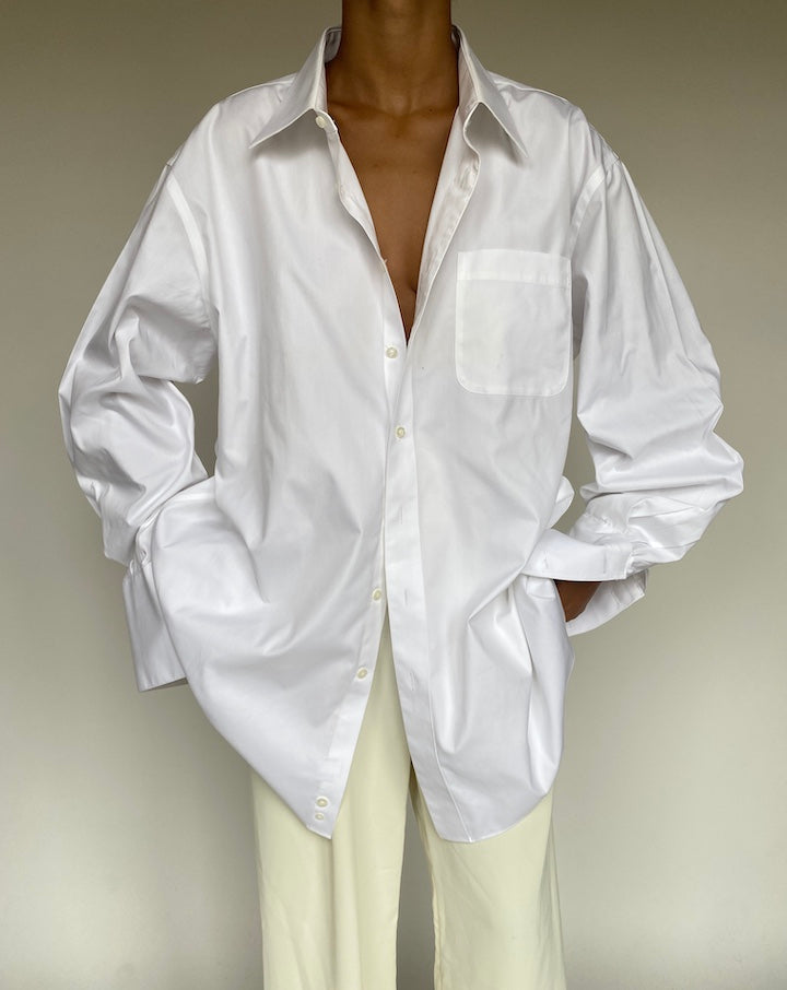VINTAGE OVERSIZED WHITE COTTON SHIRT 1259-4