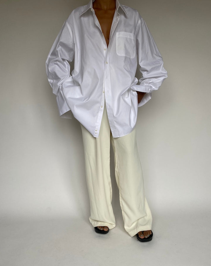 VINTAGE OVERSIZED WHITE COTTON SHIRT 1259