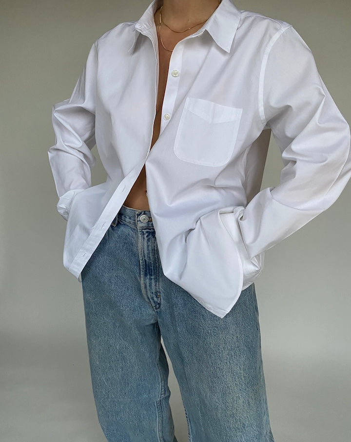 VINTAGE OVERSIZED WHITE COTTON SHIRT 523-3