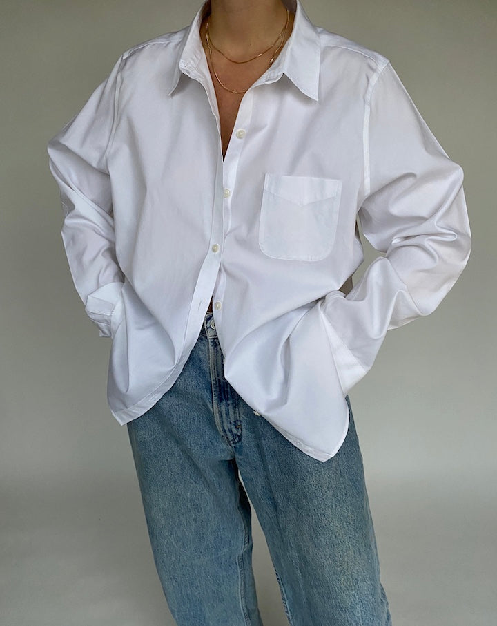 VINTAGE OVERSIZED WHITE COTTON SHIRT 523-4