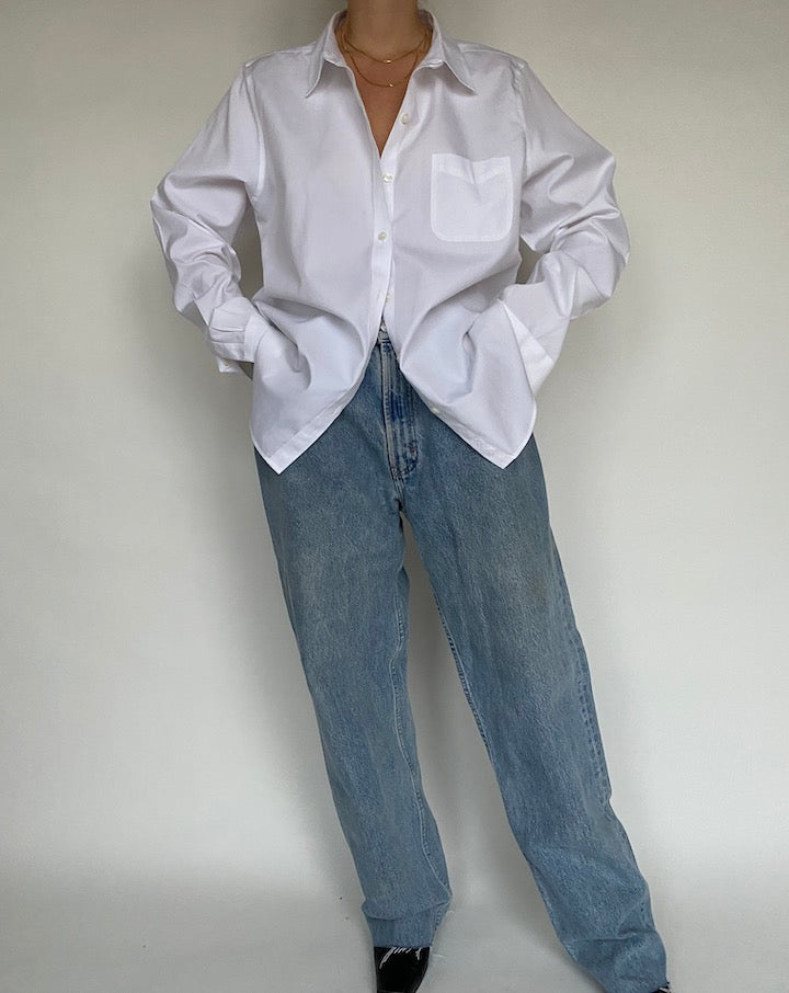 VINTAGE OVERSIZED WHITE COTTON SHIRT 523
