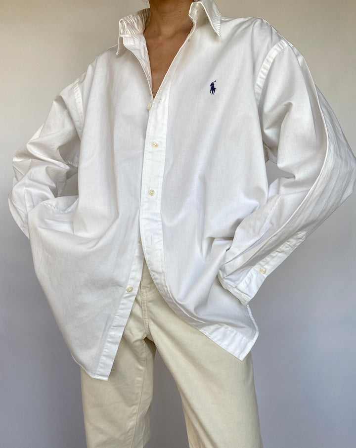 VINTAGE OVERSIZED WHITE RALPH LAUREN SHIRT 623