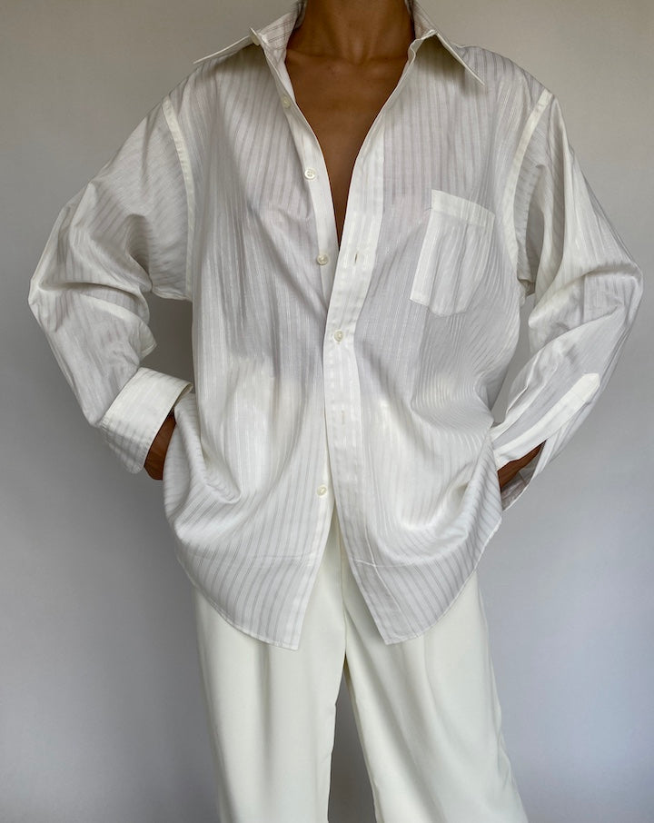 VINTAGE OVERSIZED WHITE STRIPED SHIRT 756