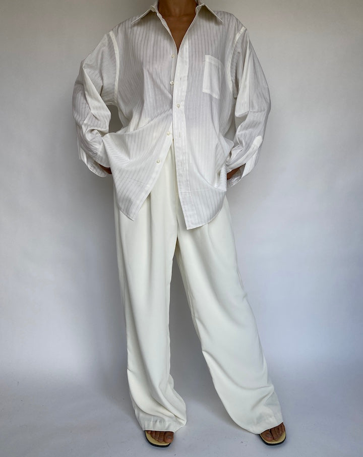 VINTAGE OVERSIZED WHITE STRIPED SHIRT 756