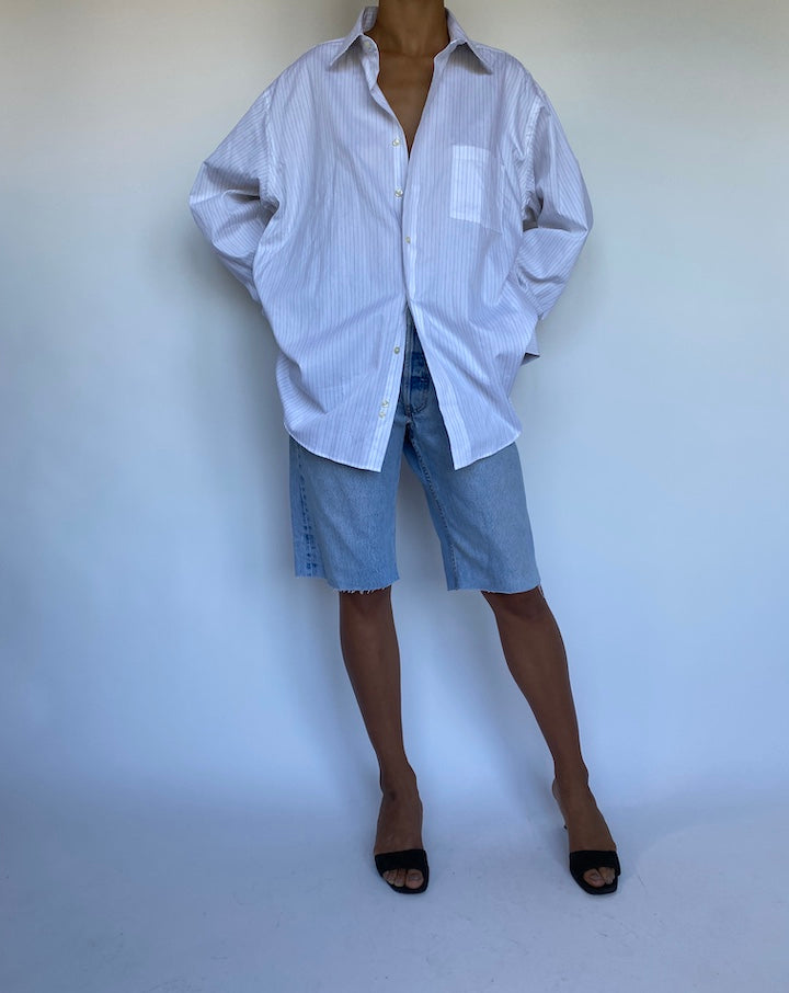 VINTAGE OVERSIZED WHITE STRIPED SHIRT 924