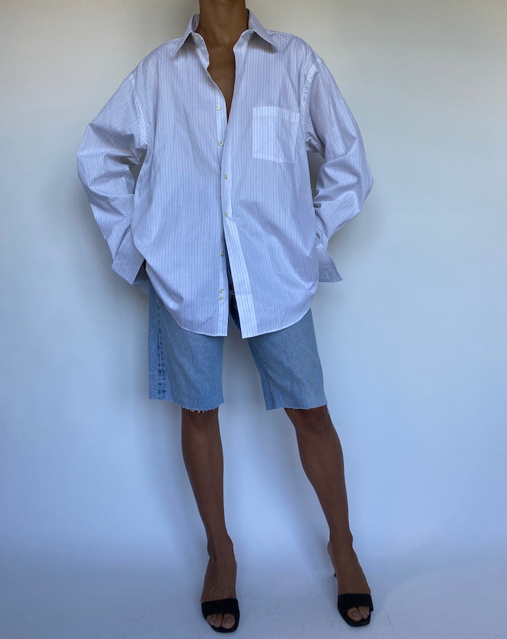 VINTAGE OVERSIZED WHITE STRIPED SHIRT 924