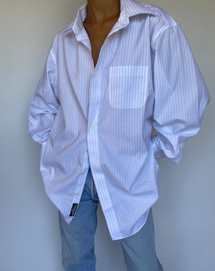 VINTAGE OVERSIZED WHITE STRIPED SHIRT 994