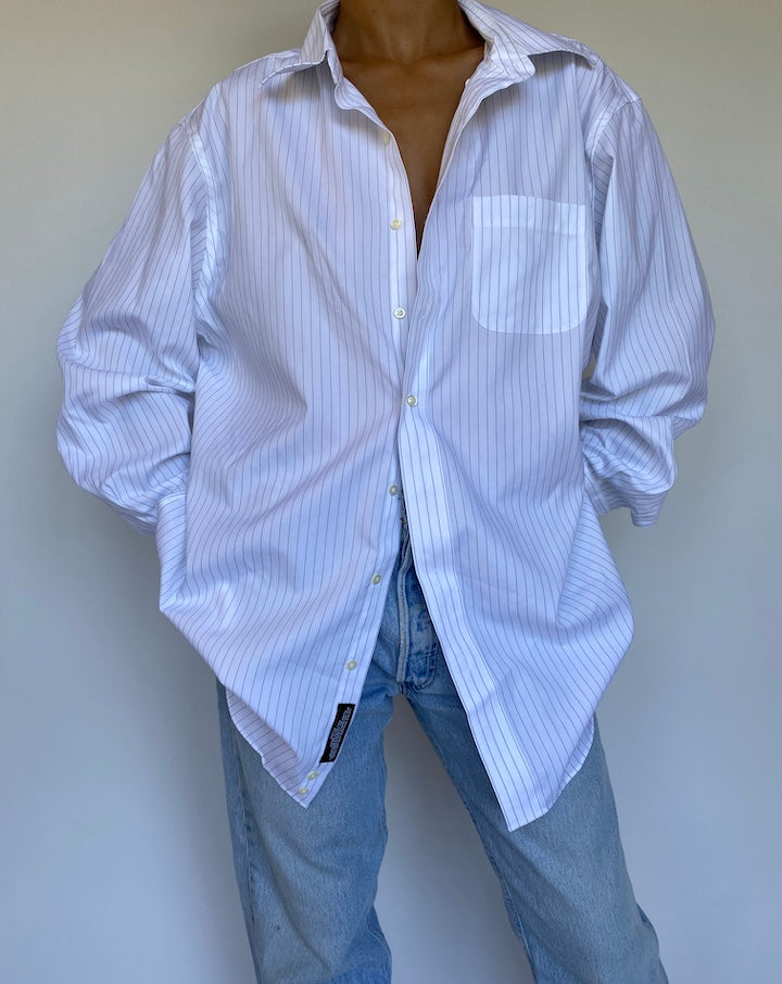 VINTAGE OVERSIZED WHITE STRIPED SHIRT 994
