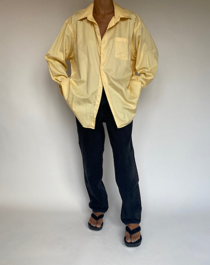 VINTAGE OVERSIZED YELLOW BUTTON DOWN SHIRT 1334