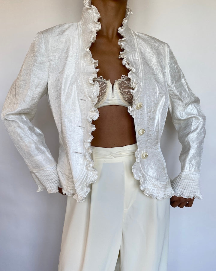 VINTAGE PEARL WHITE THIN JACKET 702-6