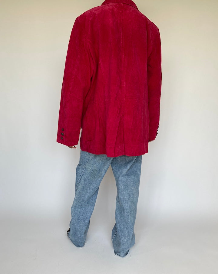 VINTAGE PINK SUEDE LEATHER JACKET 888-2