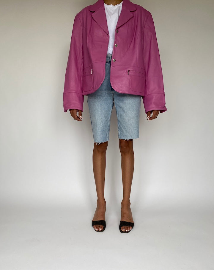 VINTAGE PURPLE LEATHER JACKET 829