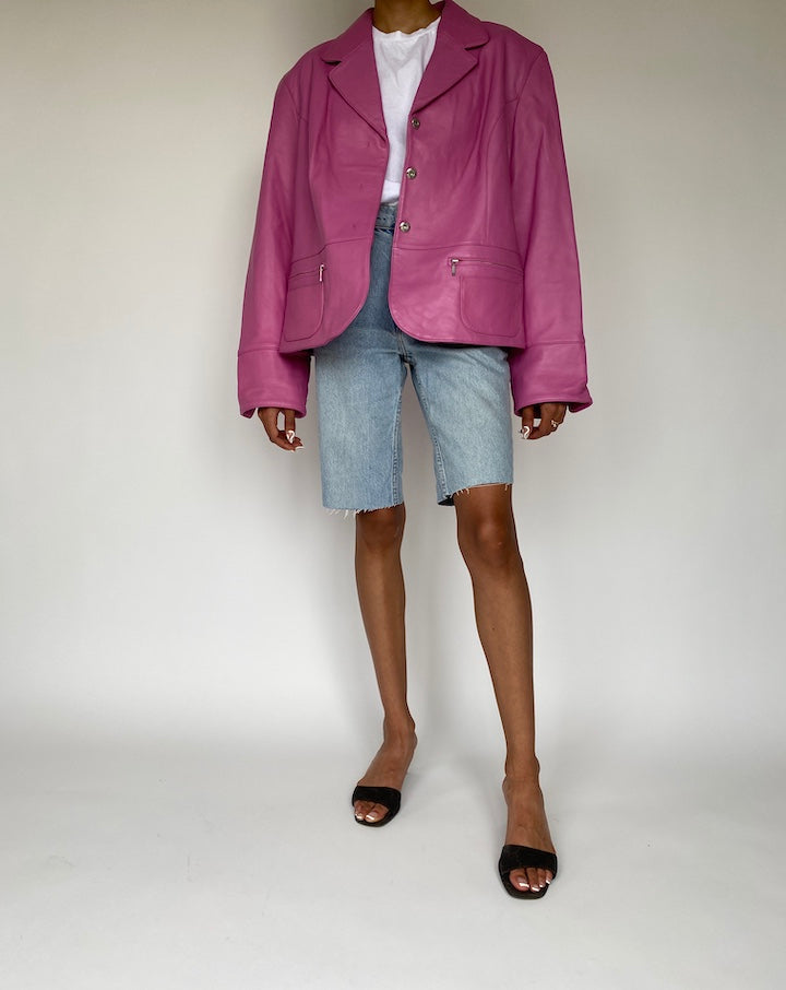 VINTAGE PURPLE LEATHER JACKET 829