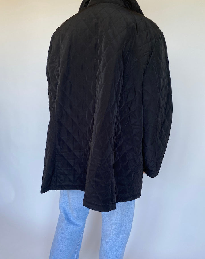 VINTAGE QUILTED BLACK LEATHER JACKET 983-2