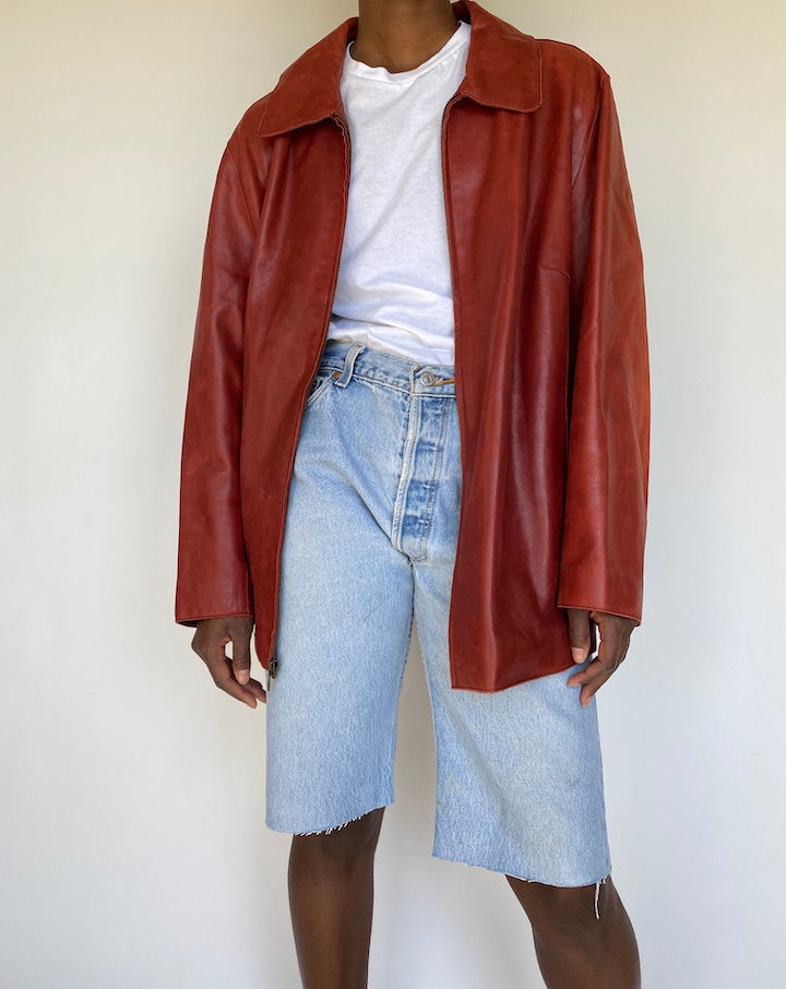 VINTAGE RED LEATHER JACKET, 1178 2