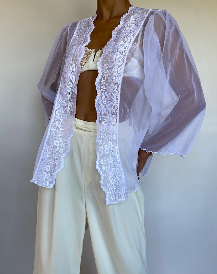 VINTAGE SHEER WHITE CARDIGAN 703-4
