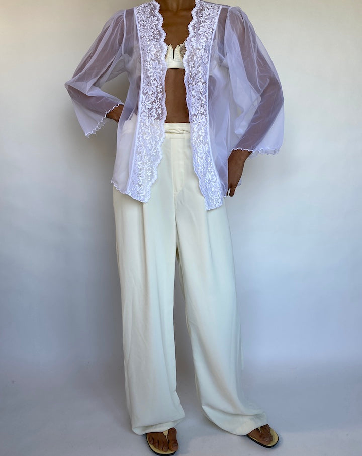 VINTAGE SHEER WHITE CARDIGAN 703-5