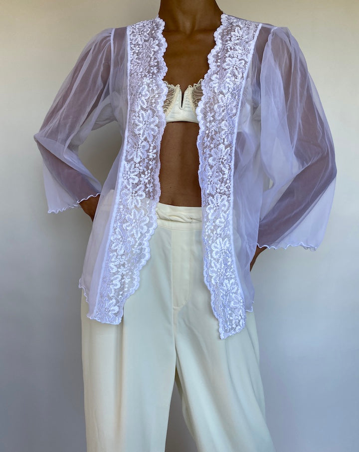 VINTAGE SHEER WHITE CARDIGAN 703