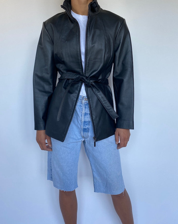 VINTAGE SHORT TRENCH LEATHER JACKET 905