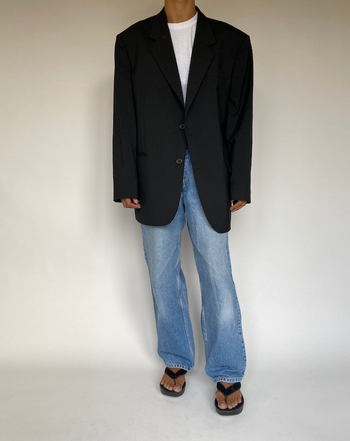 VINTAGE SINGLE BREASTED BLACK BLAZER 1349