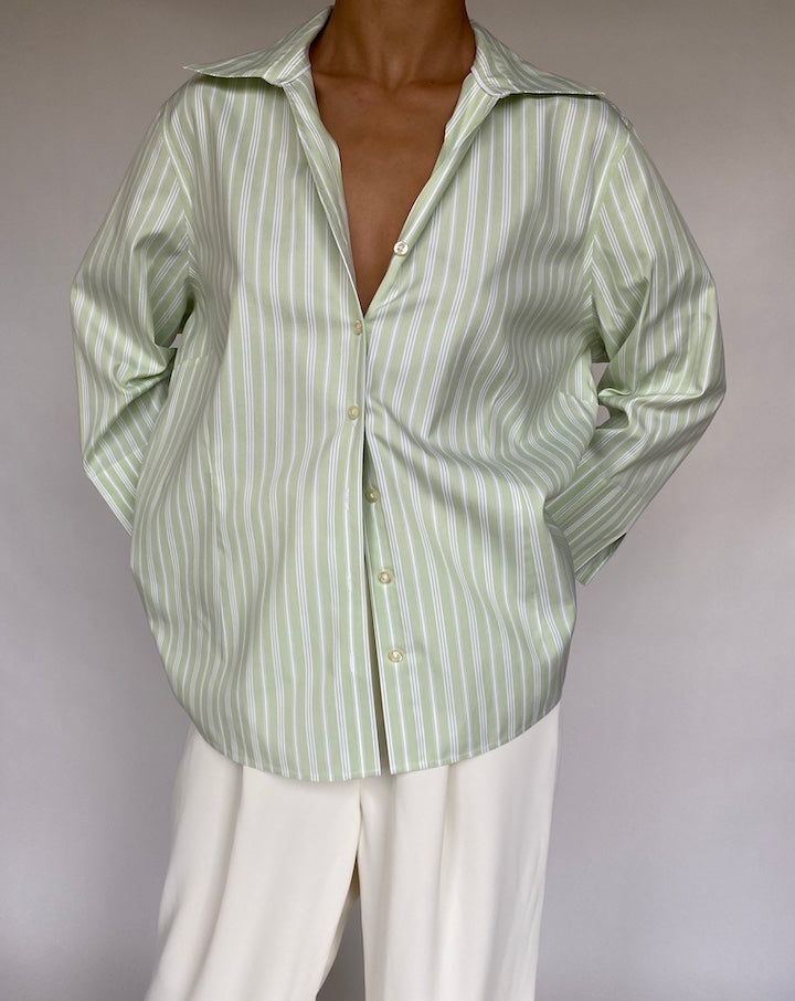 VINTAGE STRIPED GREEN SHIRT 737-4