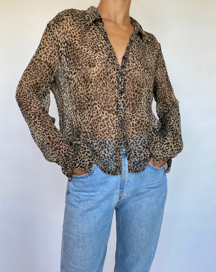 VINTAGE THIN ANIMAL PRINTED BLOUSE 490