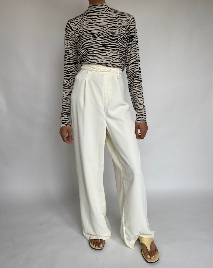 VINTAGE TIGHT ANIMAL PRINTED TURTLENECK TOP 652