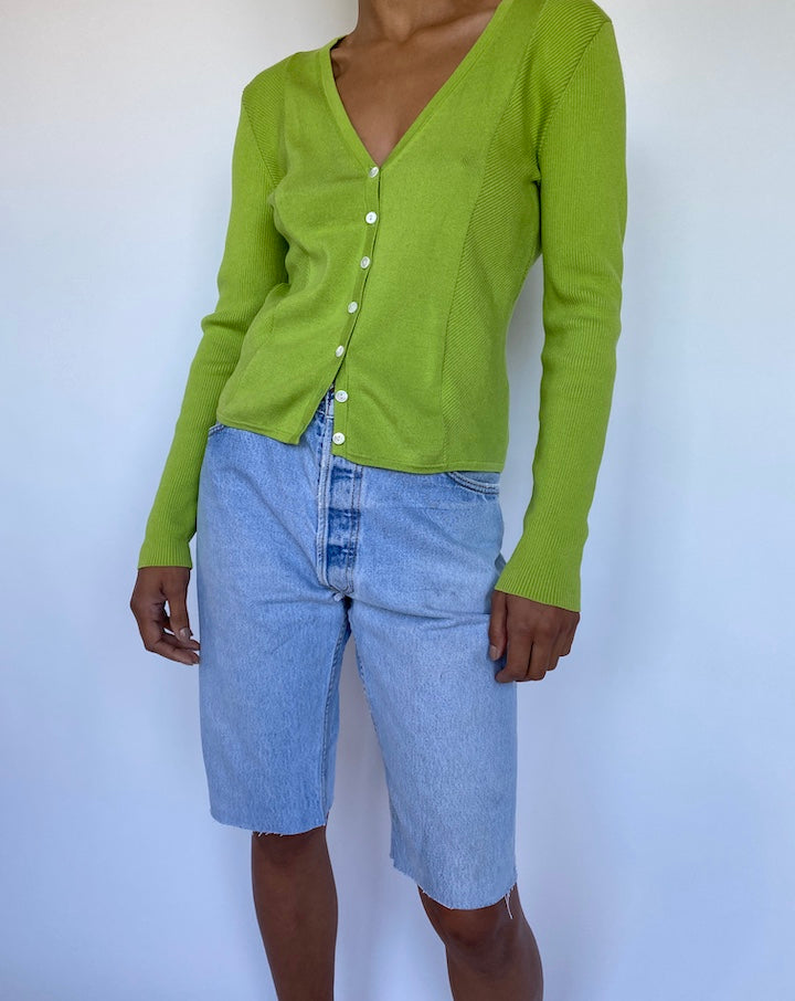 VINTAGE TIGHT GREEN CARDIGAN 928