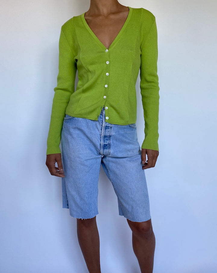 VINTAGE TIGHT GREEN CARDIGAN 928