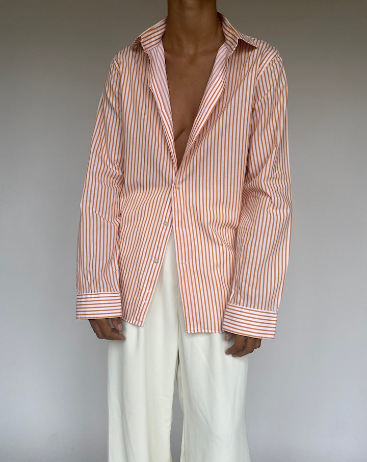VINTAGE WHITE AND ORANGE STRIPED SHIRT 1252-3