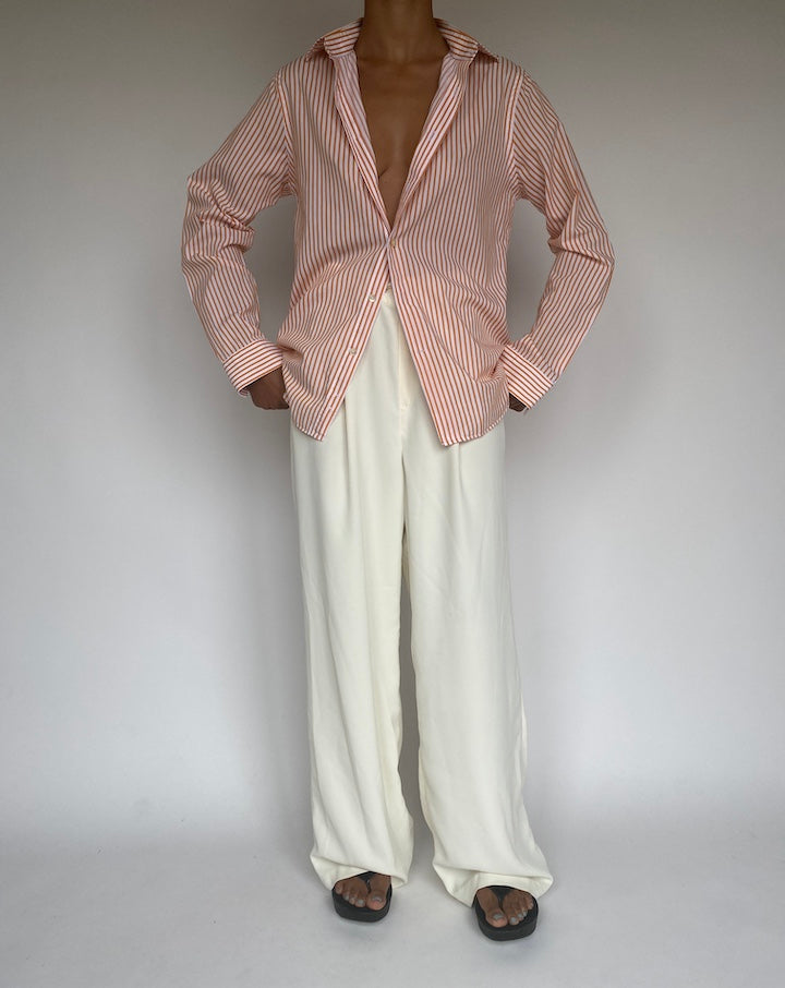 VINTAGE WHITE AND ORANGE STRIPED SHIRT 1252