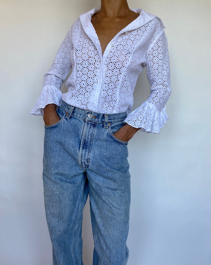VINTAGE WHITE BLOUSE 691-2