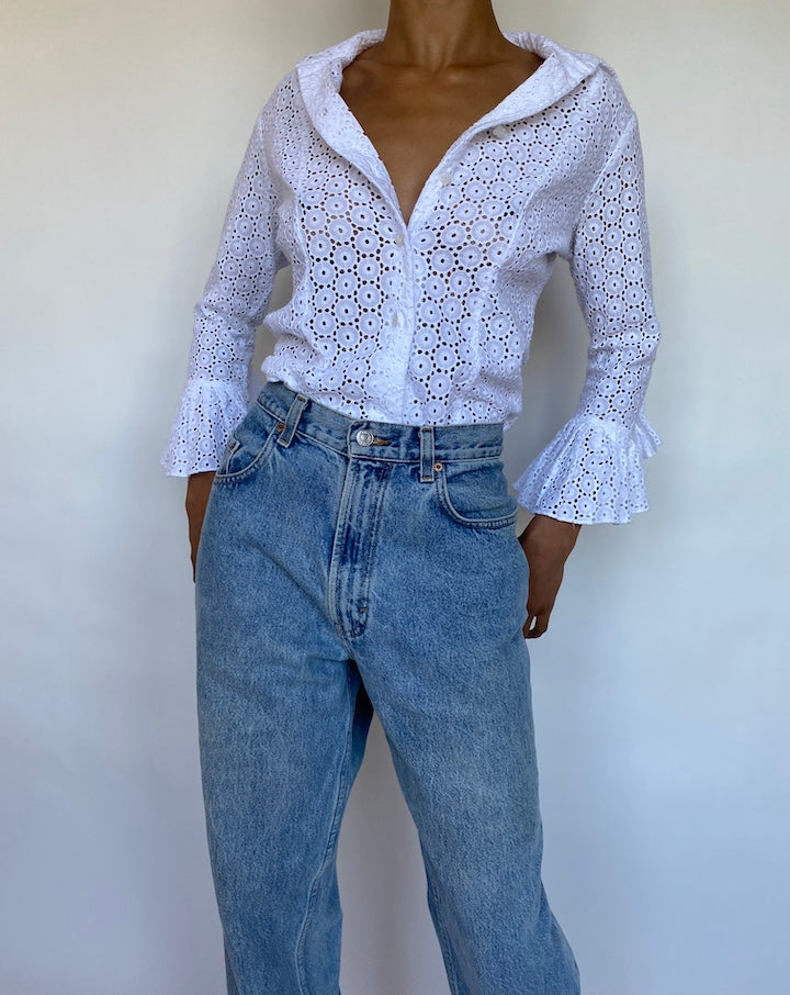 VINTAGE WHITE BLOUSE 691-4