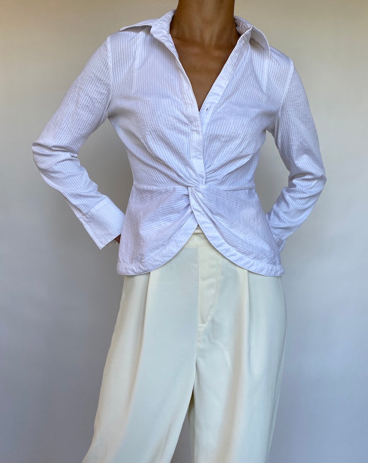 VINTAGE WHITE DETAILED SHIRT 706-4