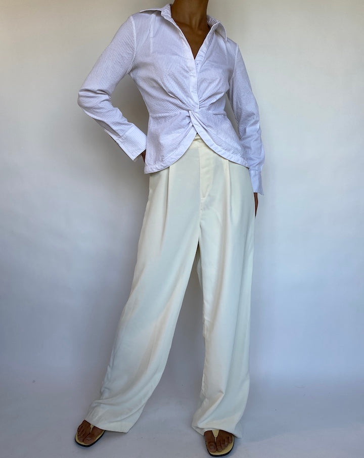 VINTAGE WHITE DETAILED SHIRT 706