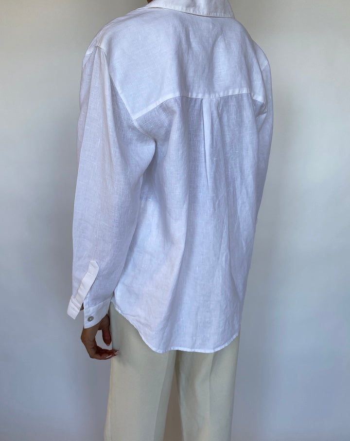 VINTAGE WHITE LINEN SHIRT 575-2