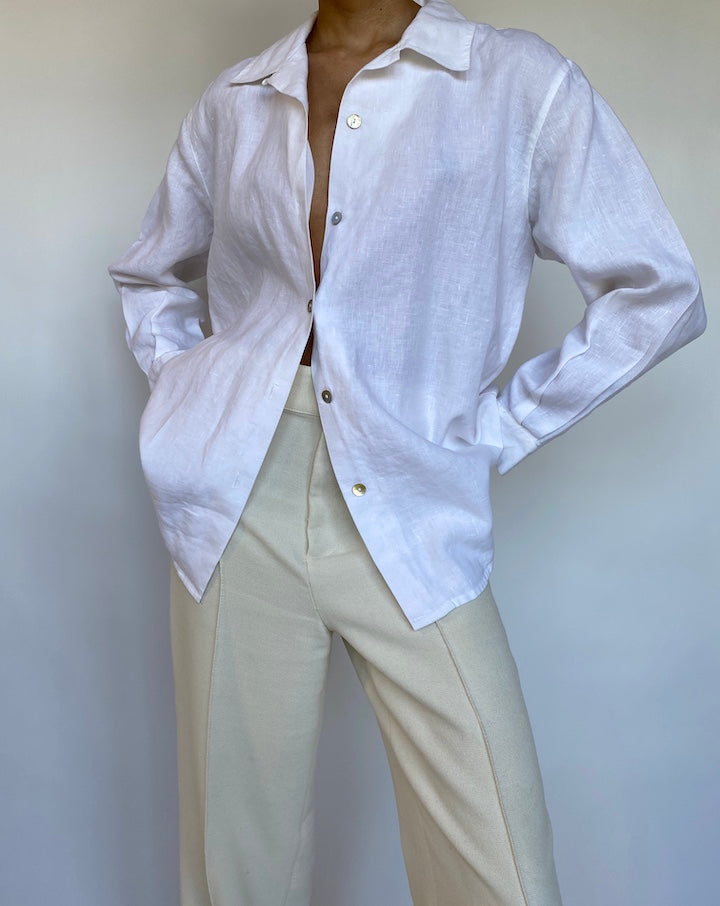 VINTAGE WHITE LINEN SHIRT 575