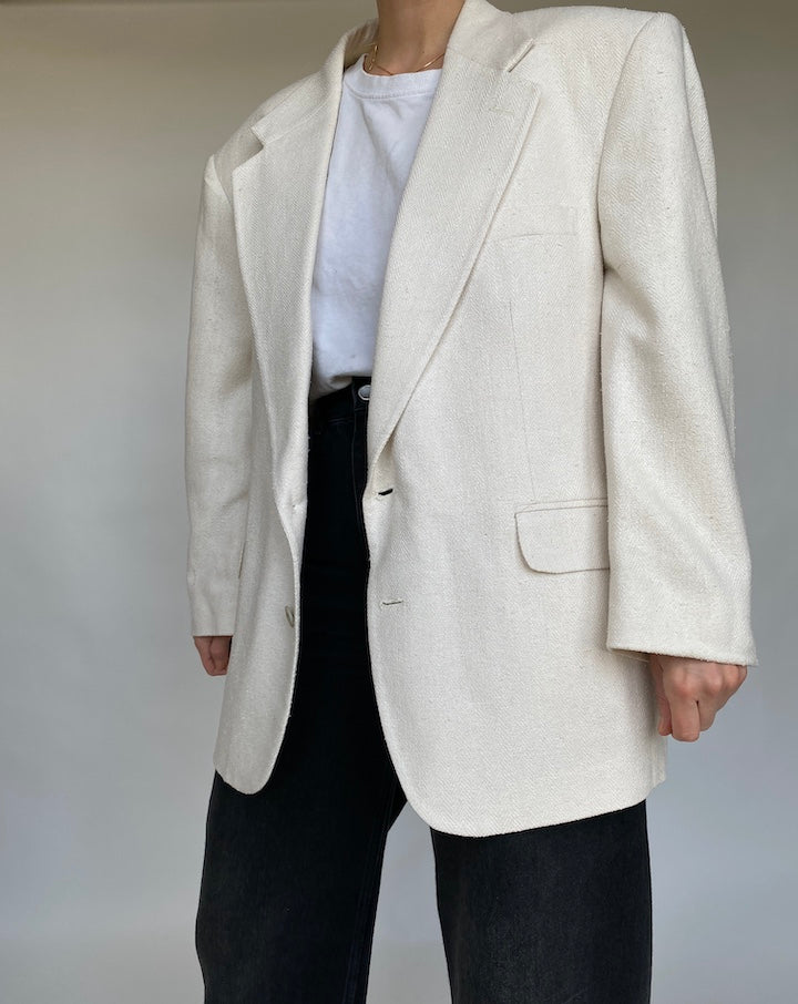 VINTAGE WHITE OVERSIZED BLAZER 457
