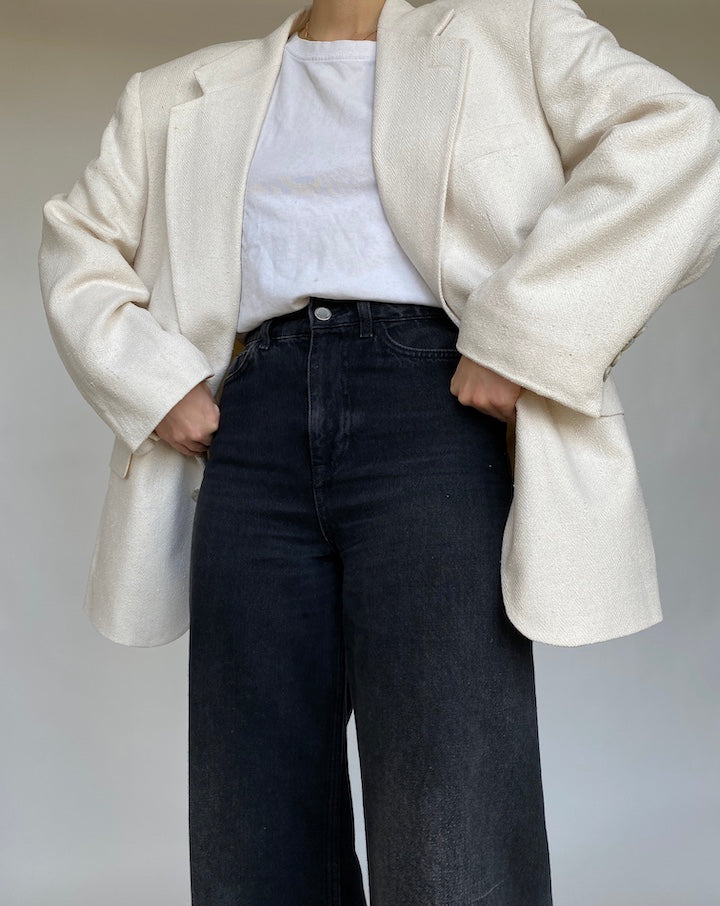 VINTAGE WHITE OVERSIZED BLAZER 457