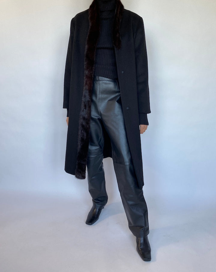 VINTAGE WOOL COAT WITH FUR COLLAR 561