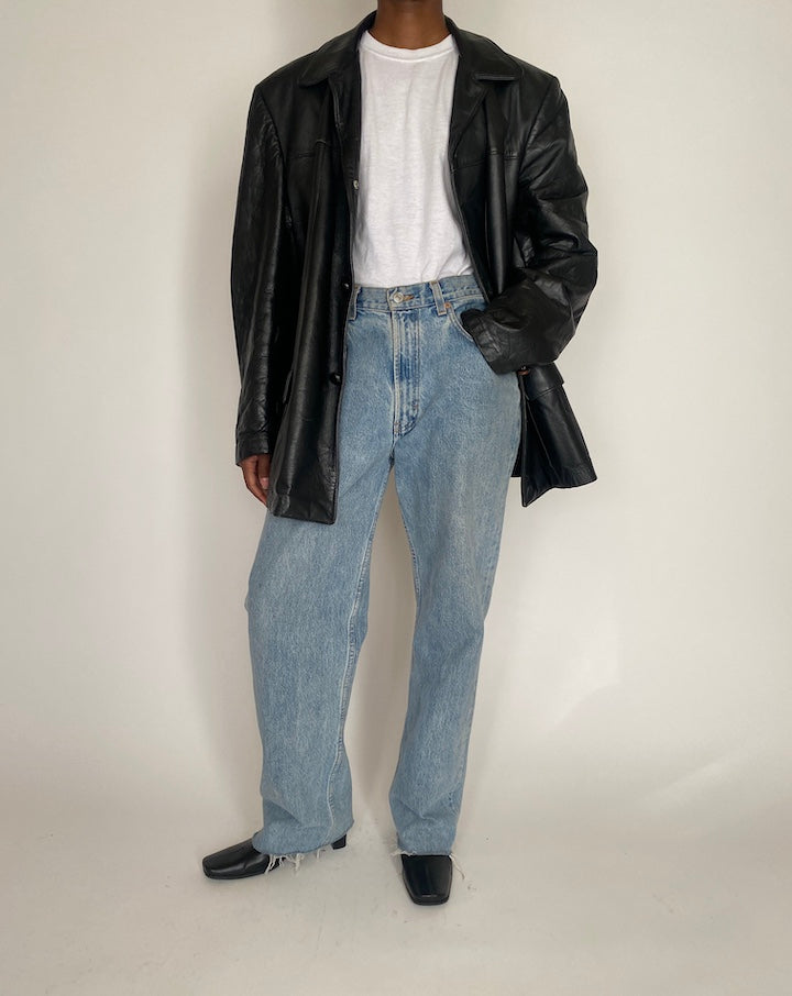 VINTAGE OVERSIZED BLACK LEATHER JACKET 4061