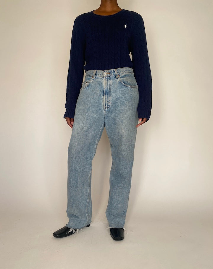 VINTAGE BRAIDED NAVY RALPH LAUREN SWEATER 4079