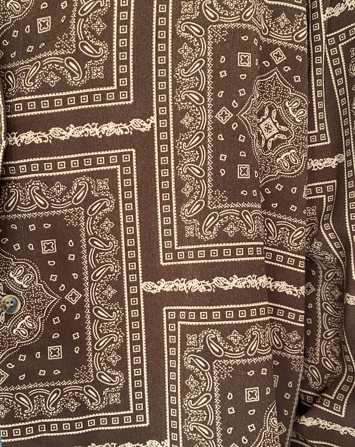 Vintage Paisley Patterned Brown Blouse 5335