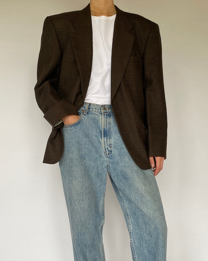 Vintage Brown Wool Blazer 5325
