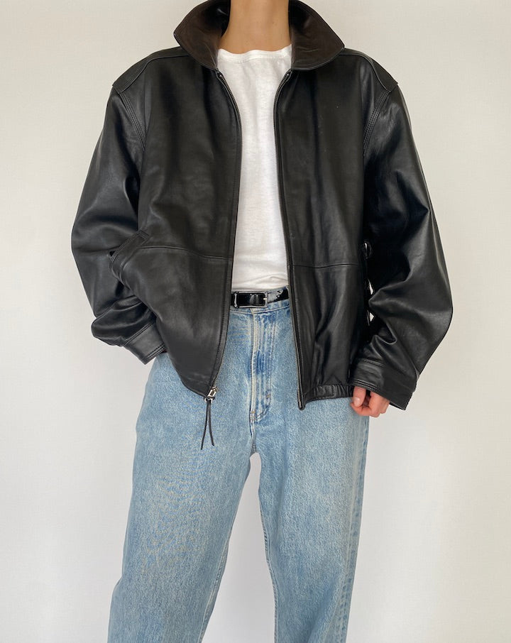 Vintage Black Leather Jacket 5272