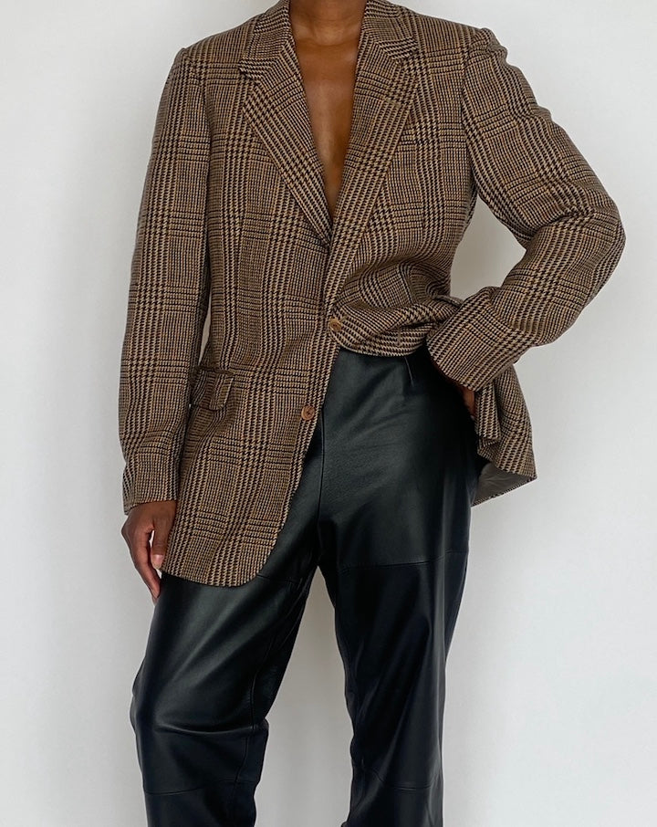 VINTAGE BROWN HOUNDSTOOTH BLAZER 5127