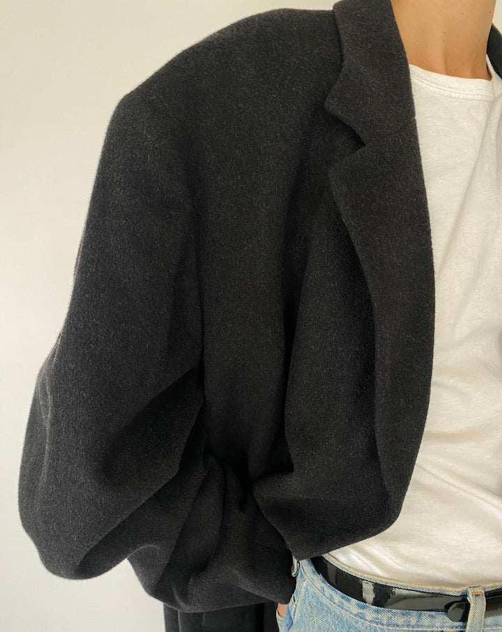 Vintage Dark Grey Cashmere Blended Coat 5278