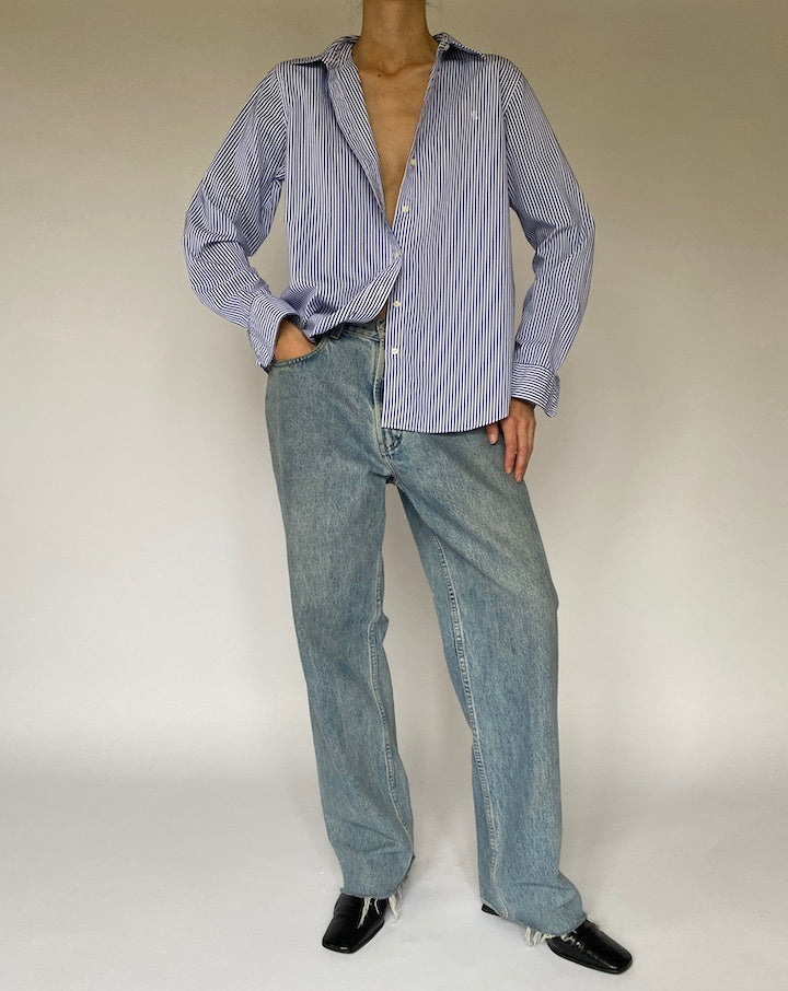 Vintage Blue and White Striped Ralph Lauren Shirt 5310