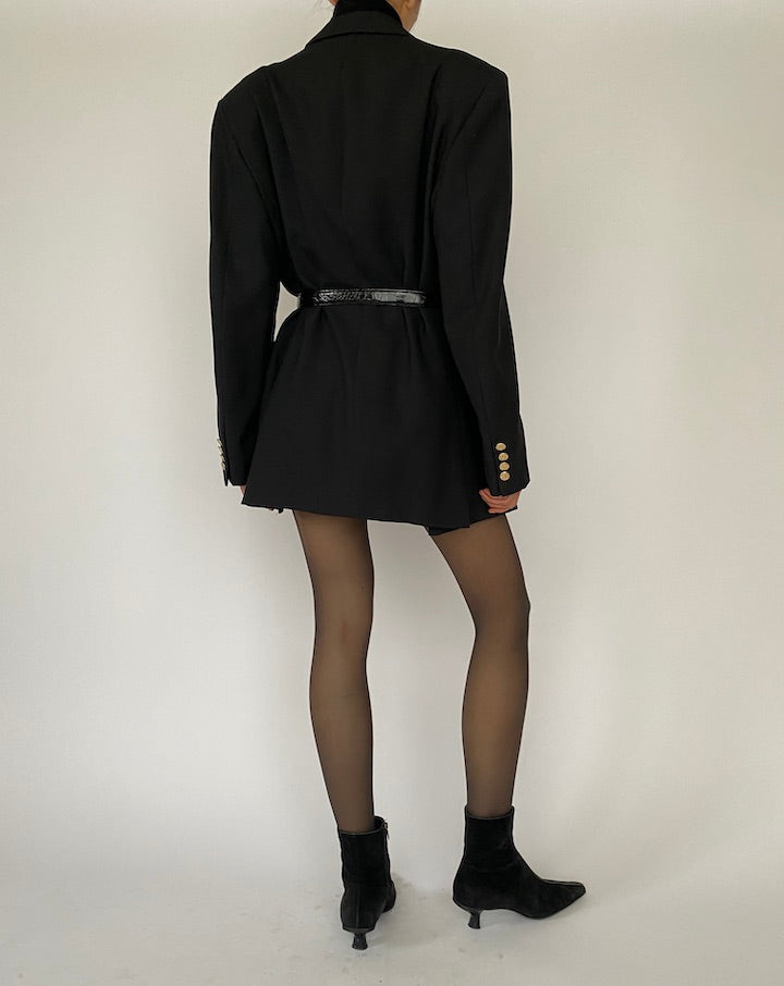 Vintage Black Blazer with Detailed Gold Buttons 5295