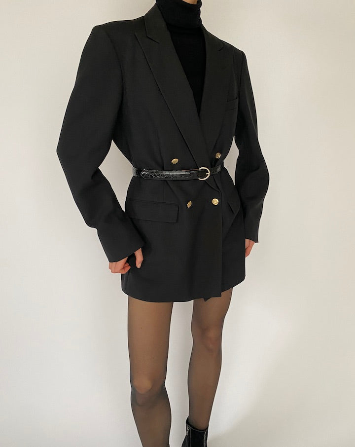 Vintage Black Blazer with Detailed Gold Buttons 5295